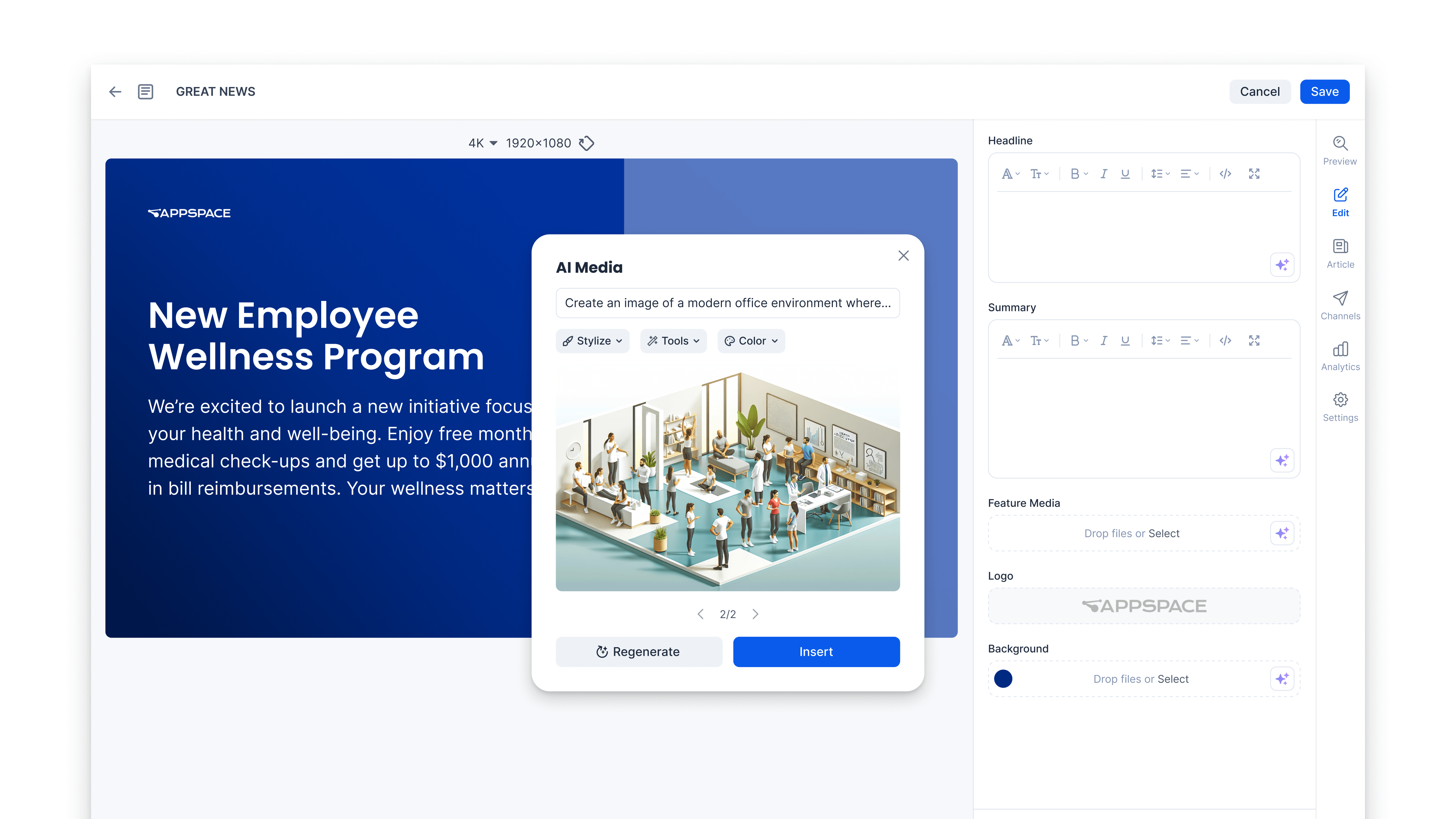 Aries release - Generative AI - Appspace